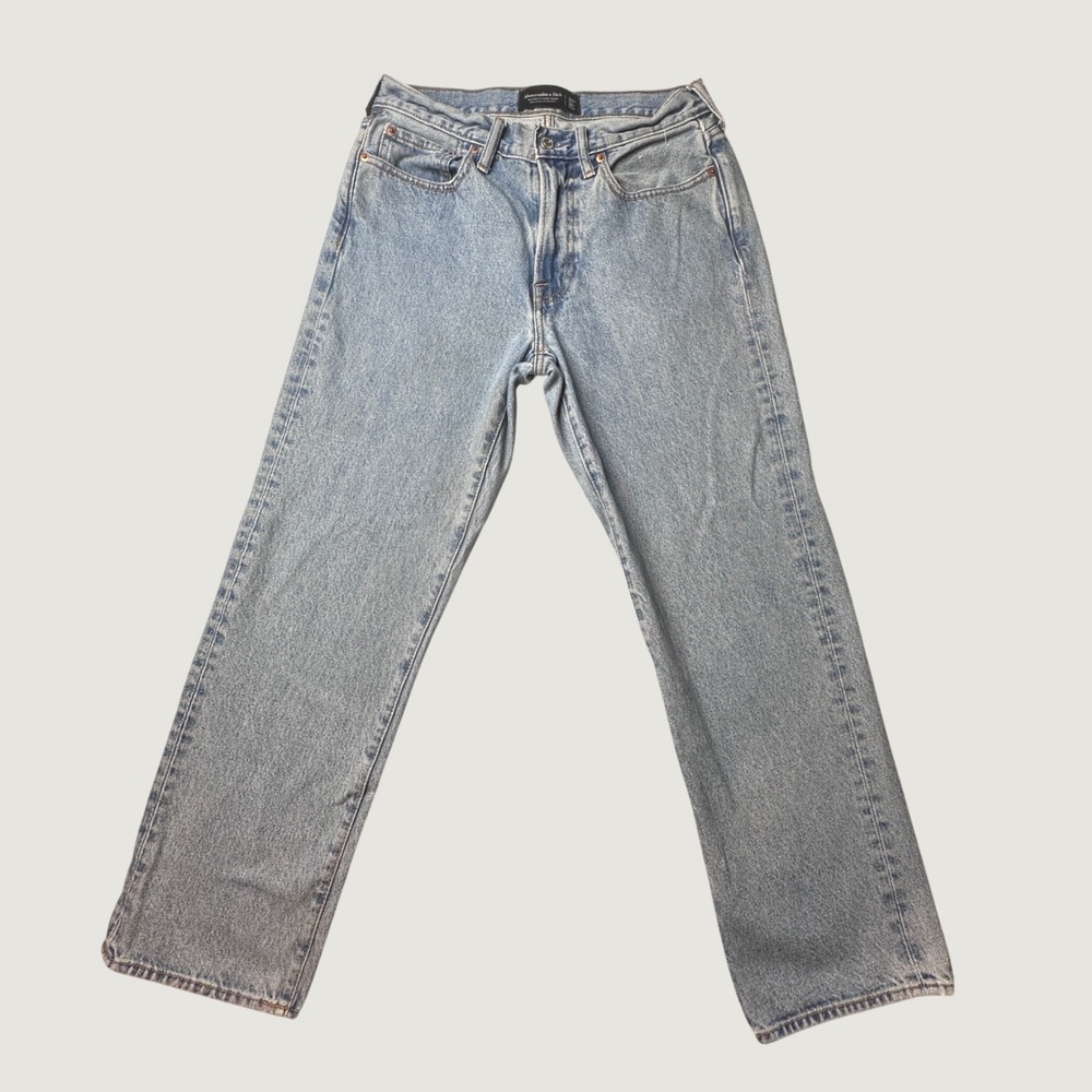 Abercrombie & Fitch Jeans Mens 30x30 Relaxed Straight Light Wash Rigid Denim